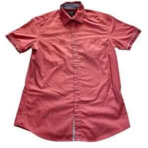 Giorginni Men's Red Button-up with Houndstooth, Slim Fit Medium